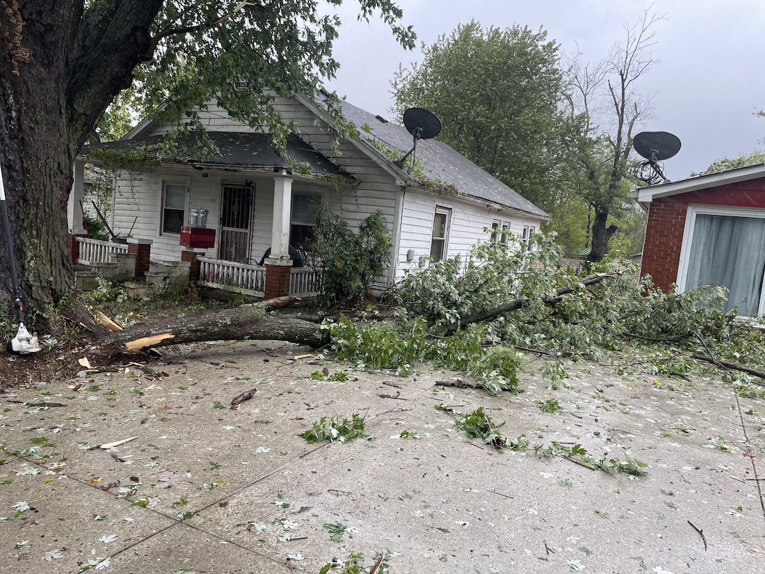 Sanchez Tree Service crew clearing storm-damaged trees in Shelbyville, KY